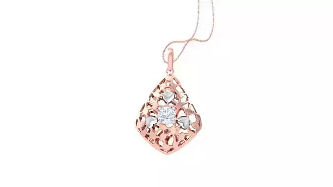 Solitaire Diamond Mesh Pendant 3dm stl obj gltf glb 3mf renders 3D print model