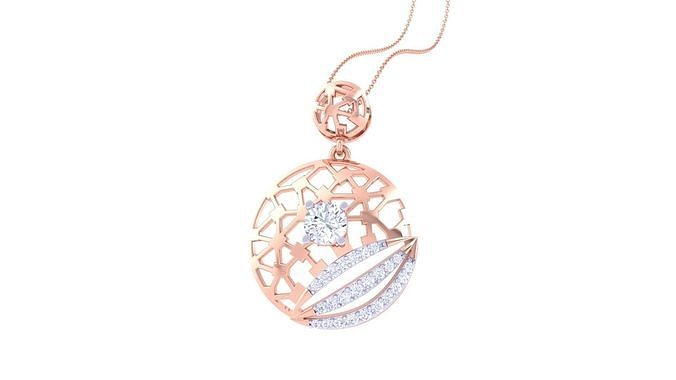 Solitaire Diamond Mesh Pendant 3dm stl obj gltf glb 3mf renders 3D print model