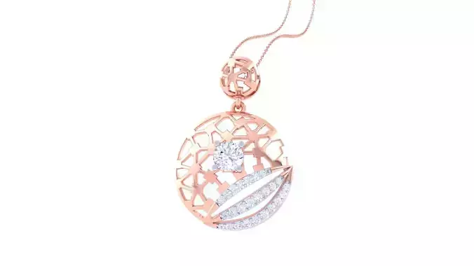 Solitaire Diamond Mesh Pendant 3dm stl obj gltf glb 3mf renders 3D print model