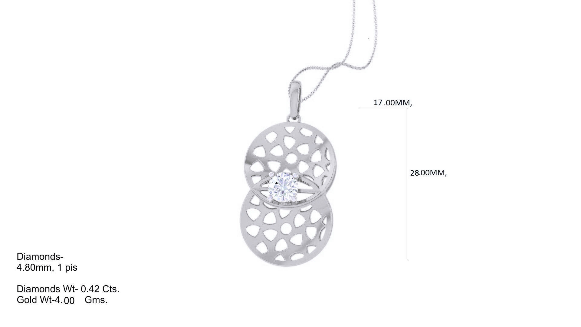 Solitaire Diamond Mesh Pendant 3dm stl obj gltf glb 3mf renders 3D print model_2
