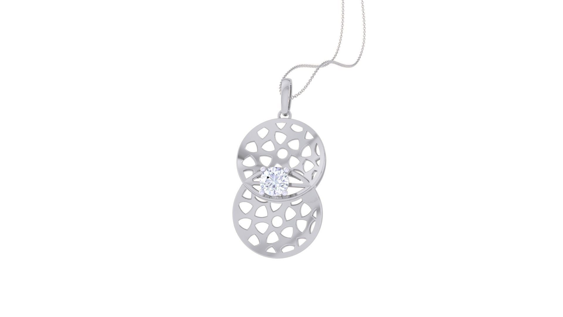 Solitaire Diamond Mesh Pendant 3dm stl obj gltf glb 3mf renders 3D print model_4