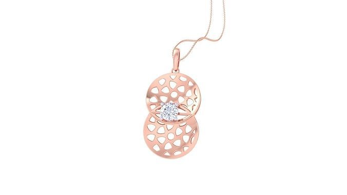 Solitaire Diamond Mesh Pendant 3dm stl obj gltf glb 3mf renders 3D print model