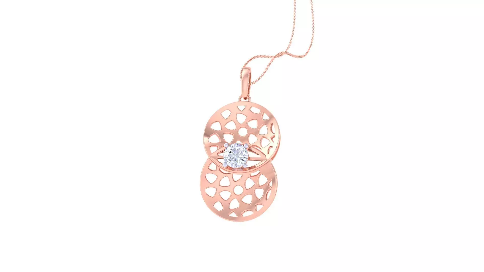 Solitaire Diamond Mesh Pendant 3dm stl obj gltf glb 3mf renders 3D print model_0