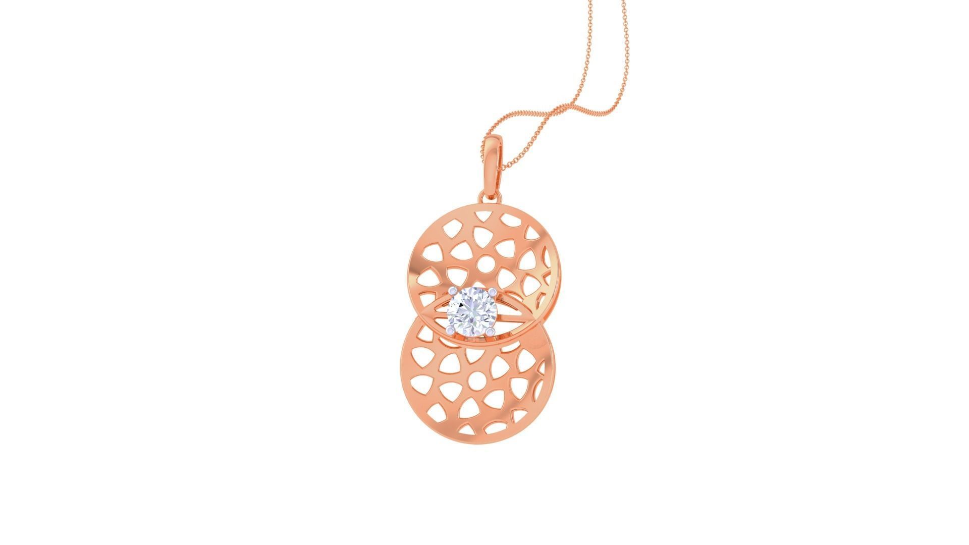 Solitaire Diamond Mesh Pendant 3dm stl obj gltf glb 3mf renders 3D print model_6