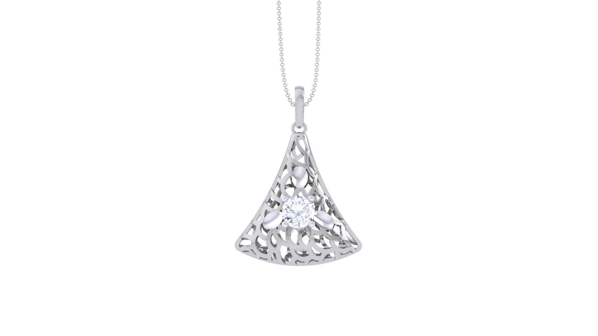 Solitaire Diamond Mesh Pendant 3dm stl obj gltf glb 3mf renders 3D print model_8
