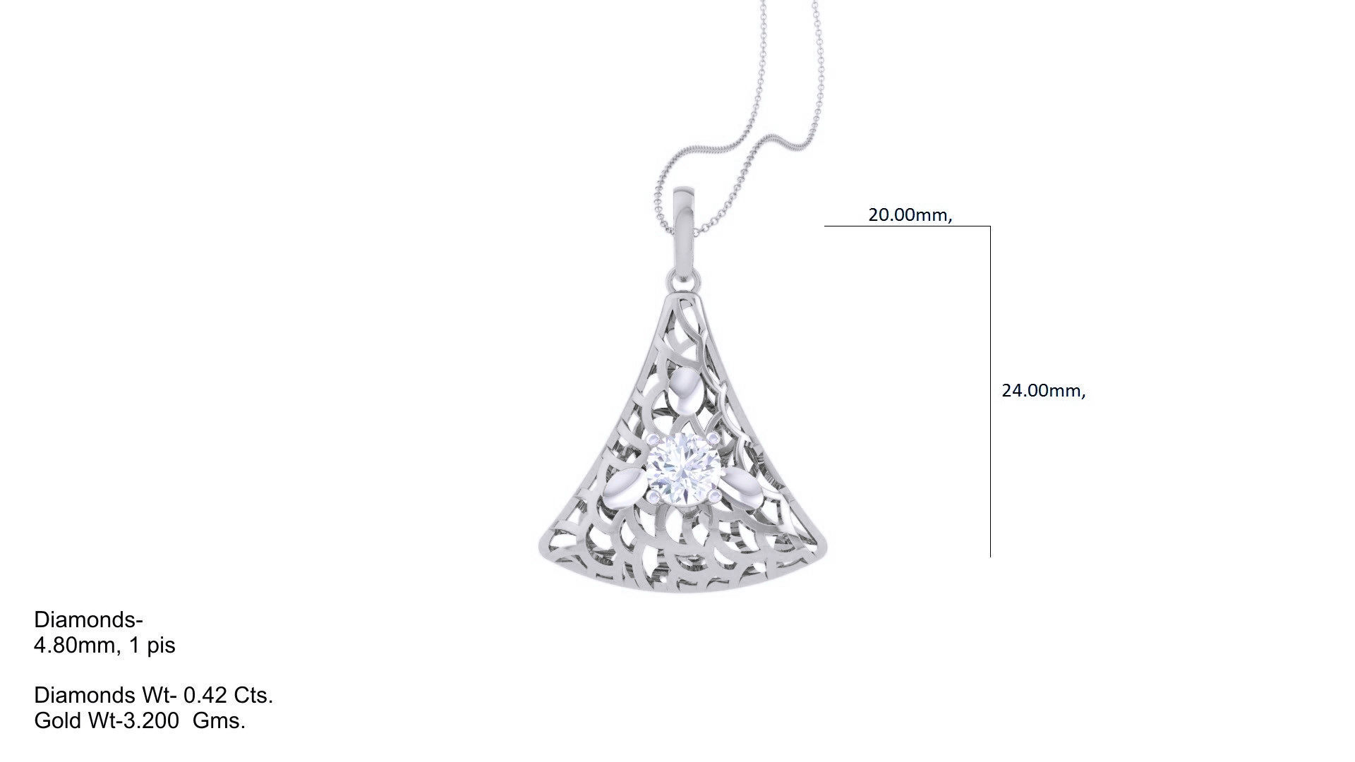 Solitaire Diamond Mesh Pendant 3dm stl obj gltf glb 3mf renders 3D print model_2
