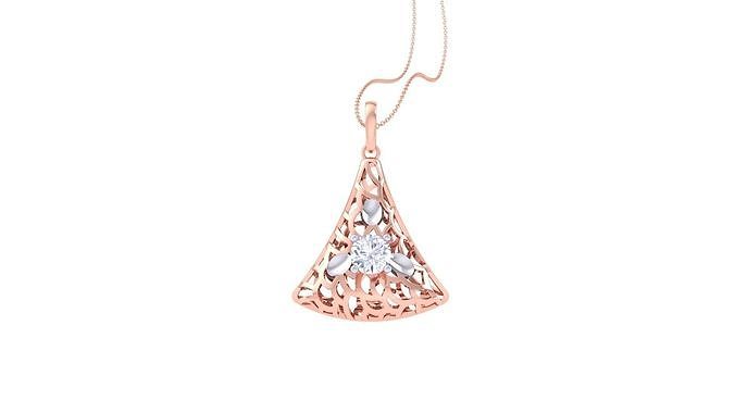 Solitaire Diamond Mesh Pendant 3dm stl obj gltf glb 3mf renders 3D print model