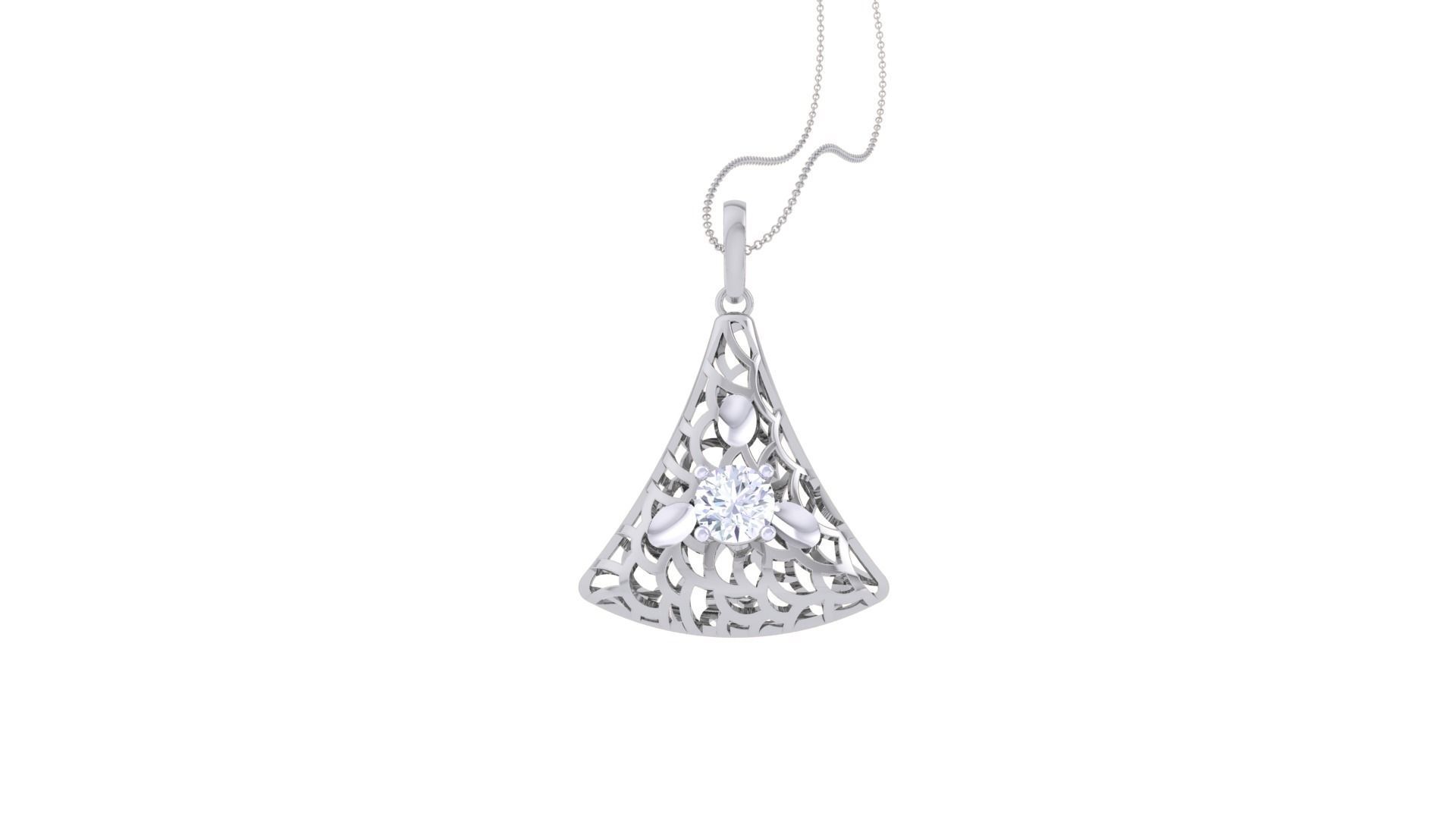Solitaire Diamond Mesh Pendant 3dm stl obj gltf glb 3mf renders 3D print model_5