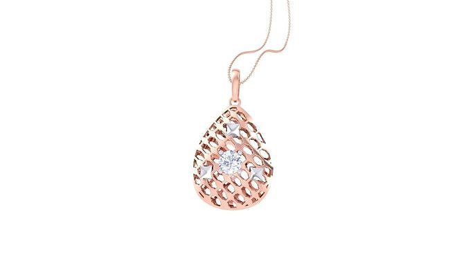 Solitaire Diamond Mesh Pendant 3dm stl obj gltf glb 3mf renders 3D print model