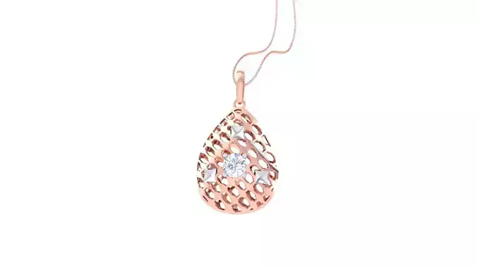 Solitaire Diamond Mesh Pendant 3dm stl obj gltf glb 3mf renders 3D print model