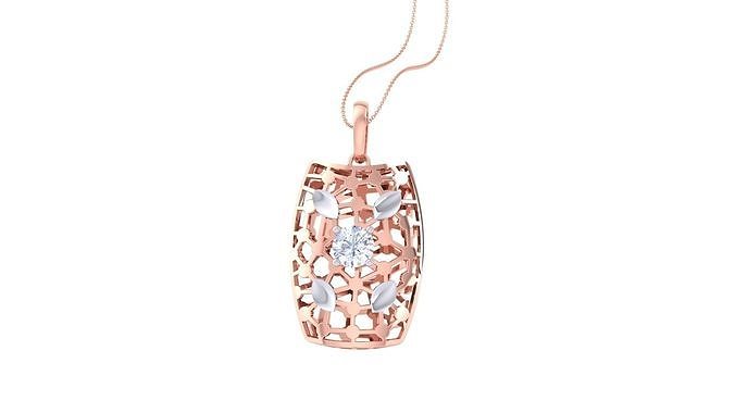 Solitaire Diamond Mesh Pendant 3dm stl obj gltf glb 3mf renders 3D print model