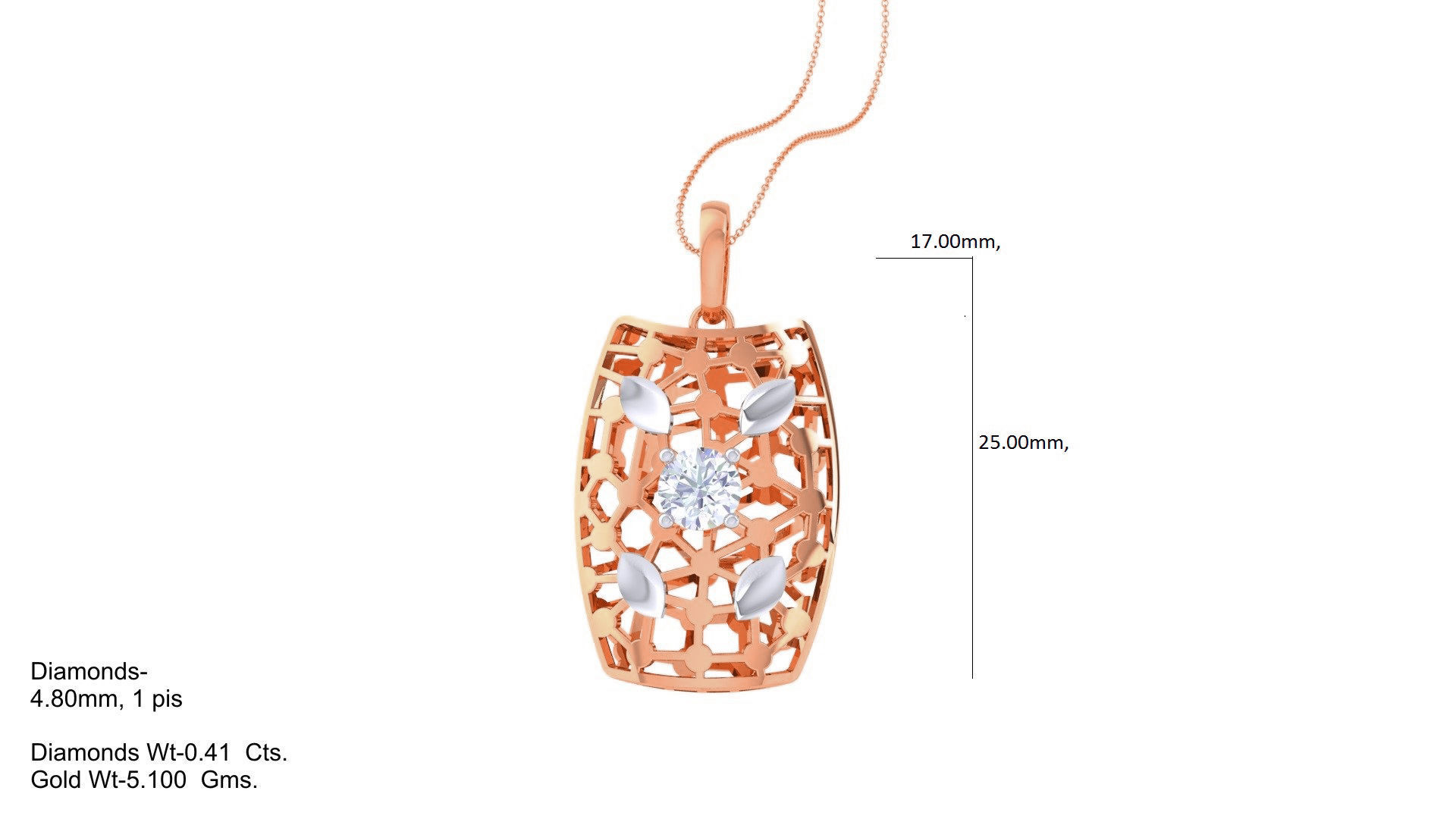 Solitaire Diamond Mesh Pendant 3dm stl obj gltf glb 3mf renders 3D print model_2