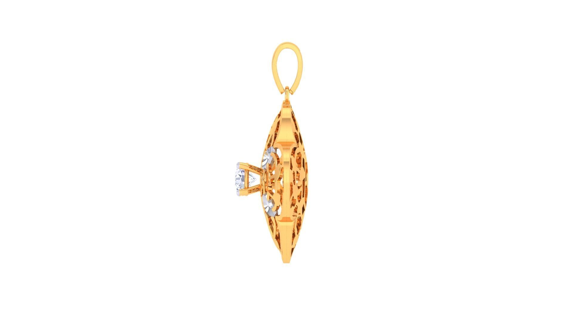 Solitaire Diamond Mesh Pendant 3dm stl obj gltf glb 3mf renders 3D print model_10