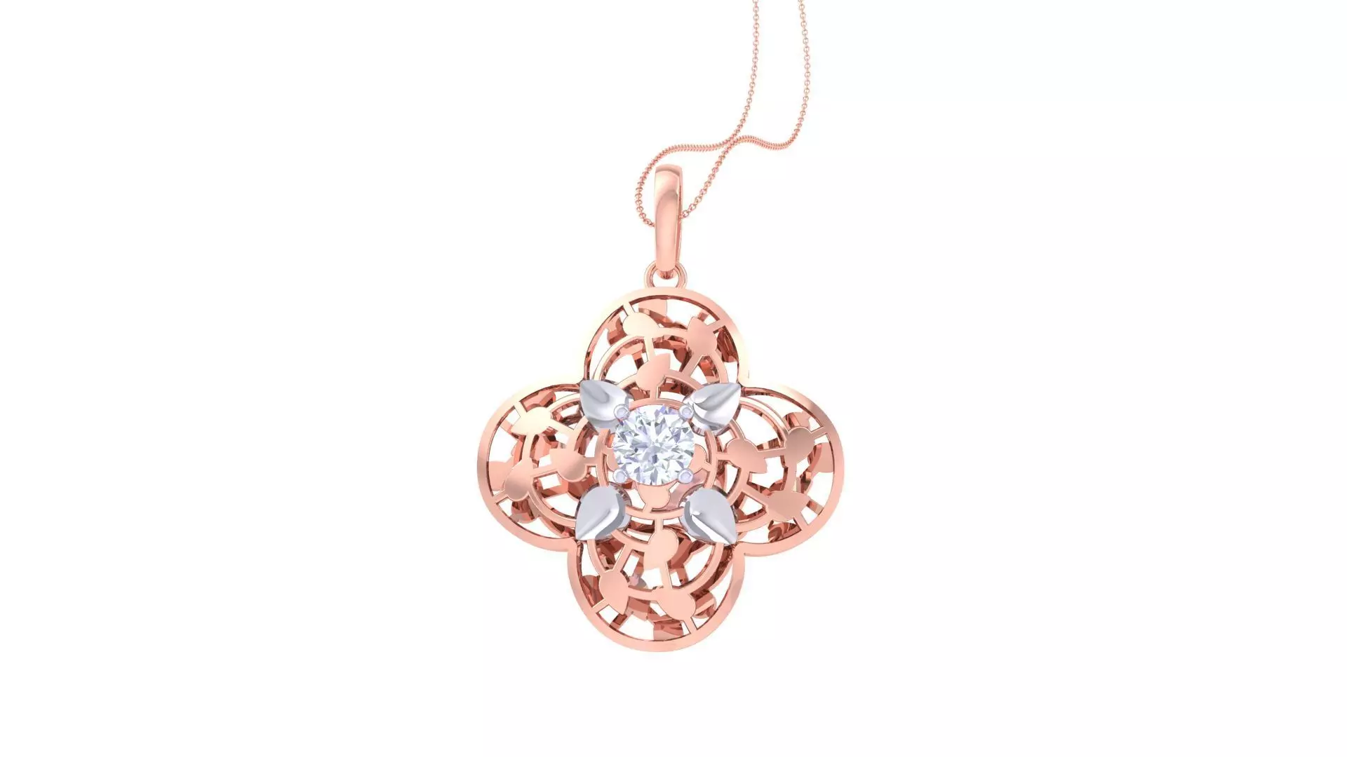 Solitaire Diamond Mesh Pendant 3dm stl obj gltf glb 3mf renders 3D print model_0