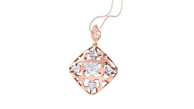 Solitaire Diamond Mesh Pendant 3dm stl obj gltf glb 3mf renders 3D print model