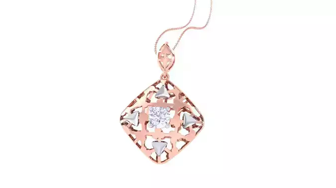 Solitaire Diamond Mesh Pendant 3dm stl obj gltf glb 3mf renders 3D print model