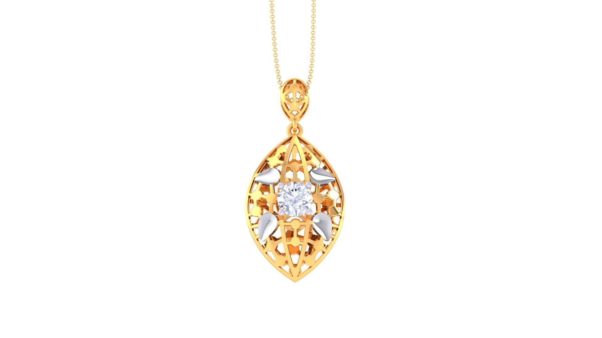 Solitaire Diamond Mesh Pendant 3dm stl obj gltf glb 3mf renders 3D print model_7