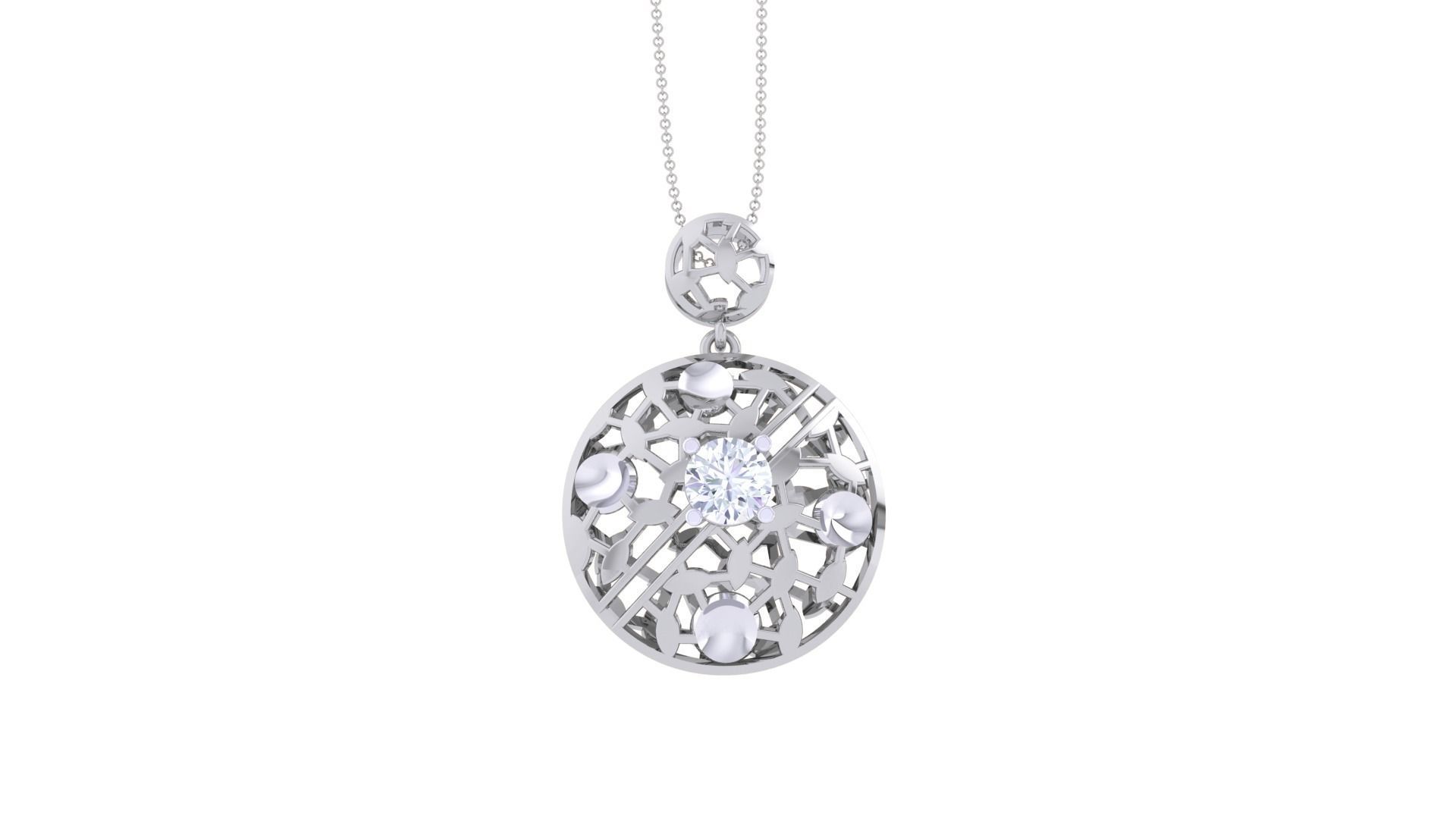 Solitaire Diamond Mesh Pendant 3dm stl obj gltf glb 3mf renders 3D print model_7