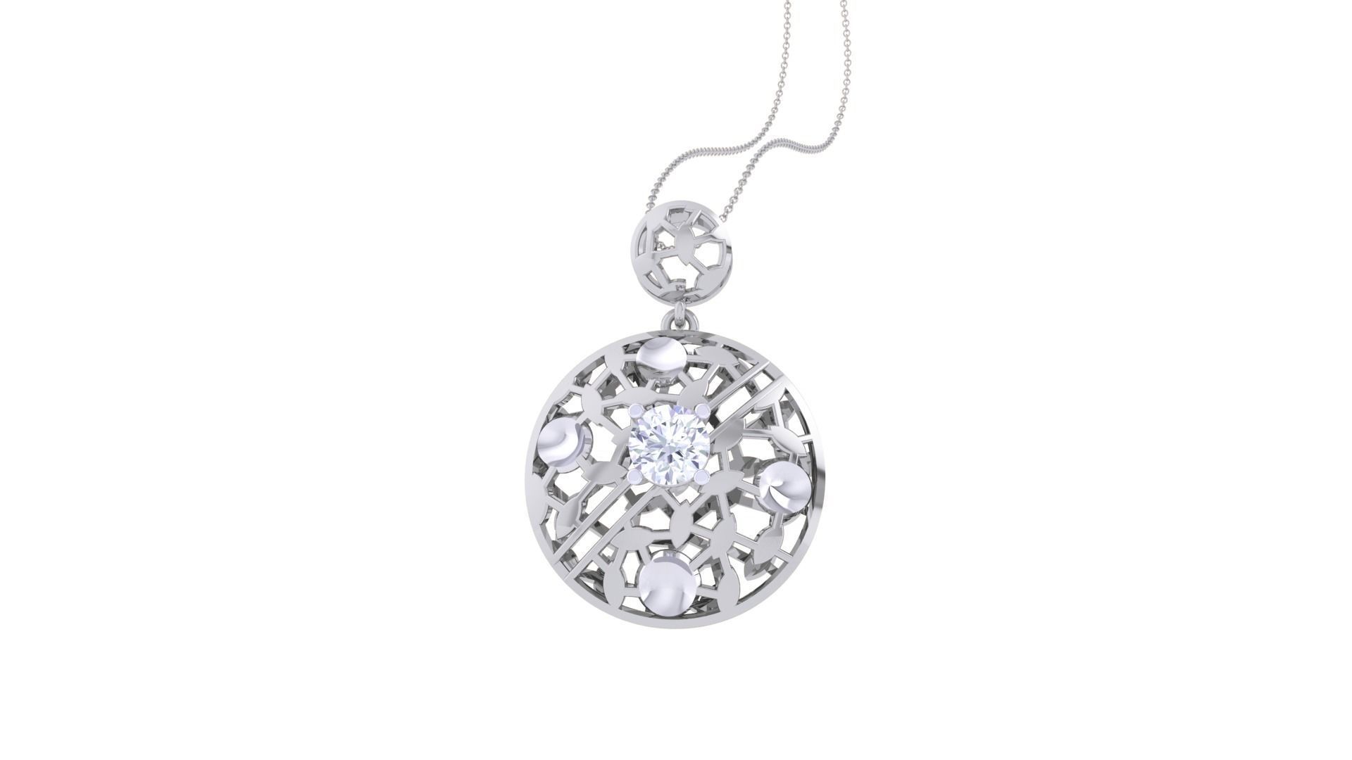 Solitaire Diamond Mesh Pendant 3dm stl obj gltf glb 3mf renders 3D print model_5