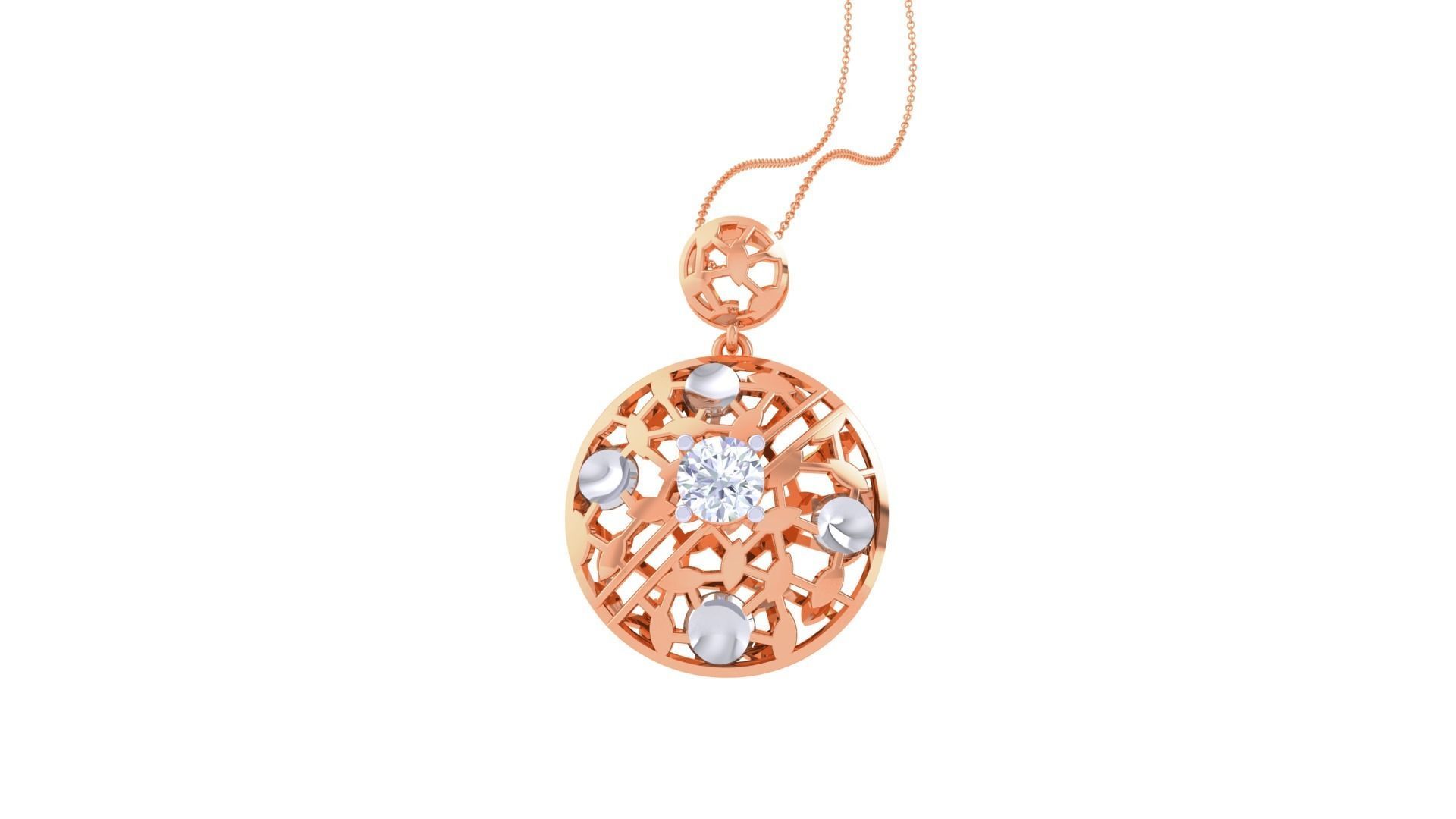 Solitaire Diamond Mesh Pendant 3dm stl obj gltf glb 3mf renders 3D print model_6