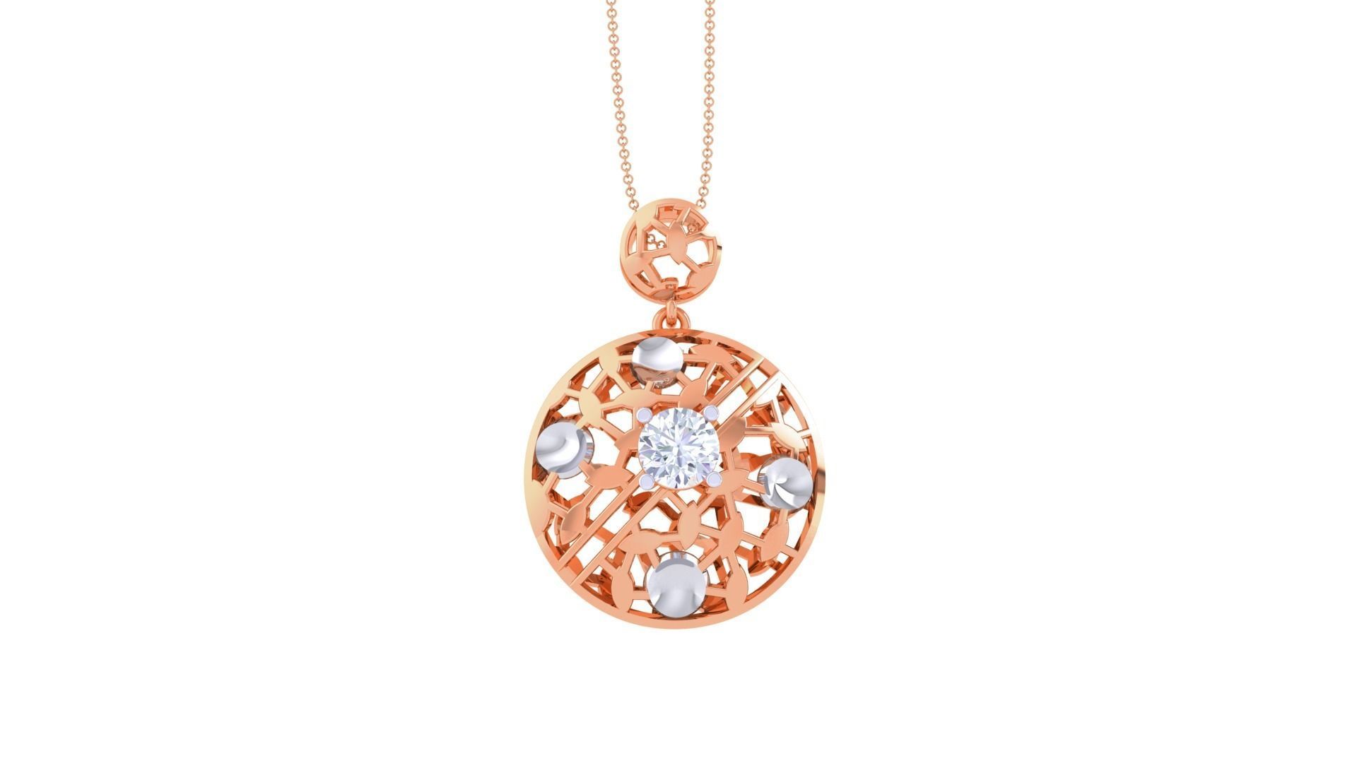 Solitaire Diamond Mesh Pendant 3dm stl obj gltf glb 3mf renders 3D print model_9