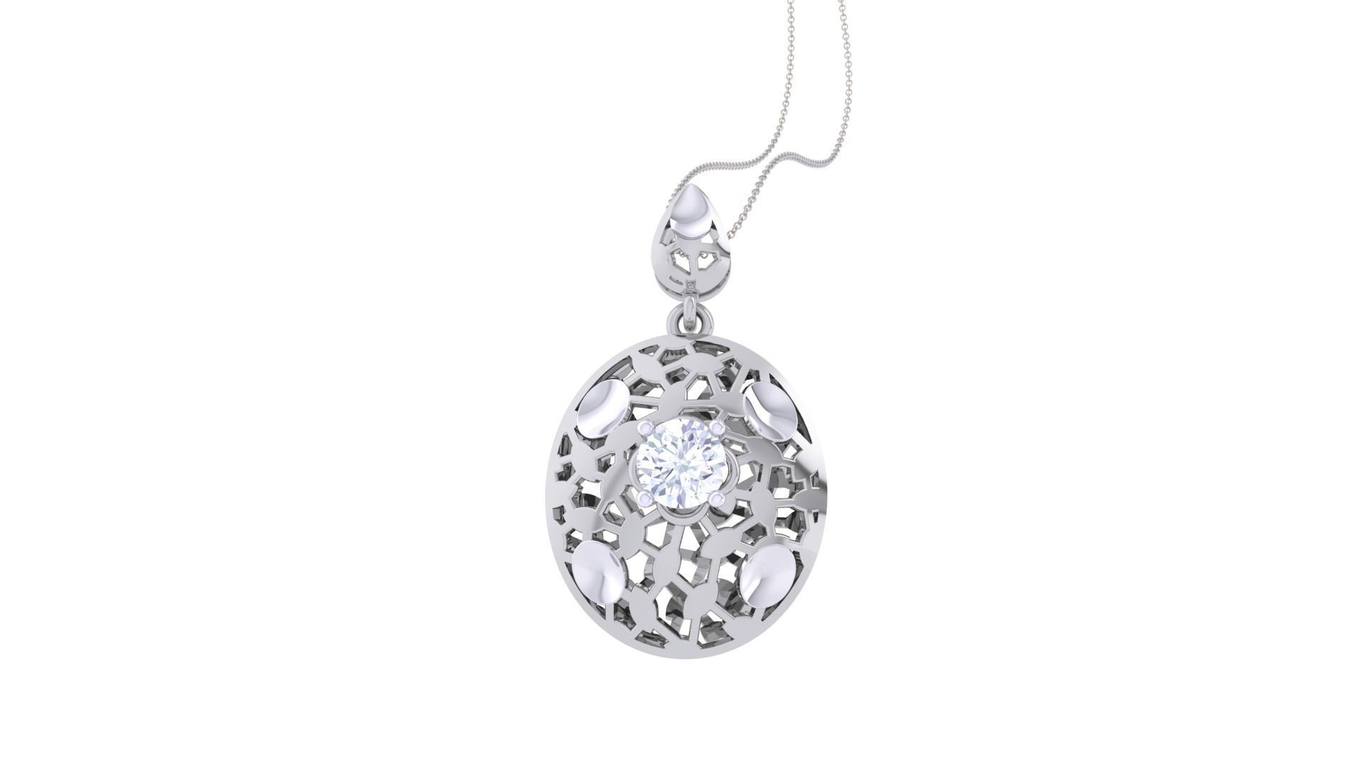 Solitaire Diamond Mesh Pendant 3dm stl obj gltf glb 3mf renders 3D print model_6