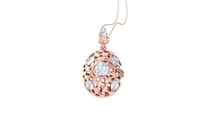 Solitaire Diamond Mesh Pendant 3dm stl obj gltf glb 3mf renders 3D print model