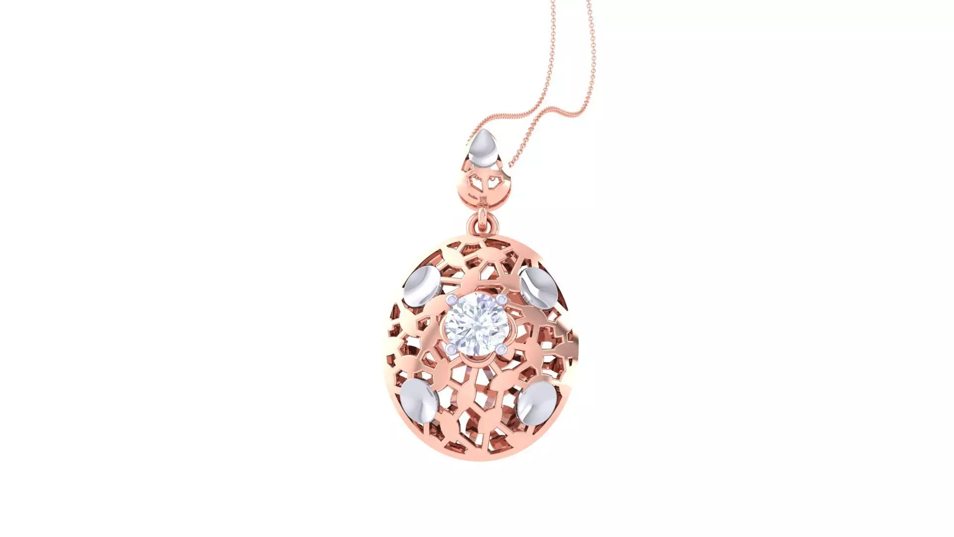 Solitaire Diamond Mesh Pendant 3dm stl obj gltf glb 3mf renders 3D print model_0