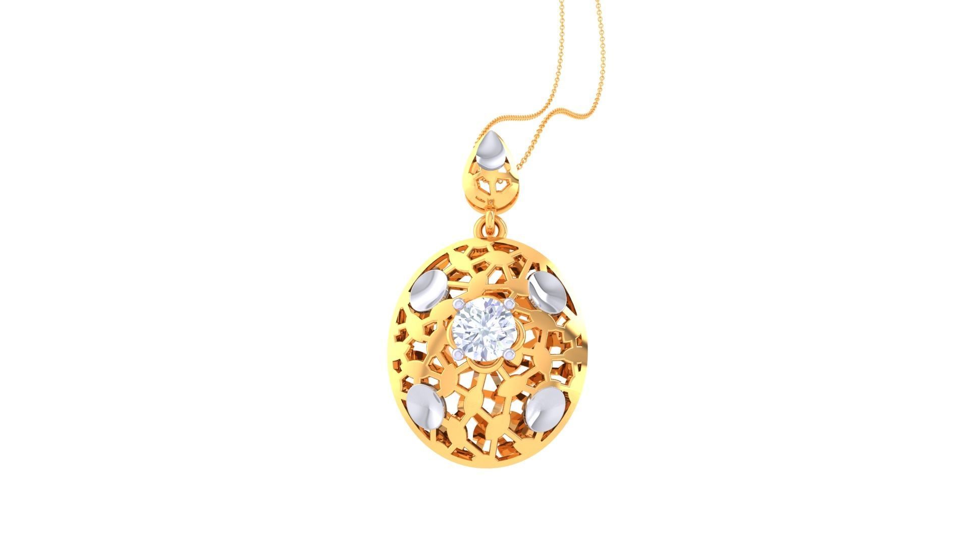 Solitaire Diamond Mesh Pendant 3dm stl obj gltf glb 3mf renders 3D print model_4