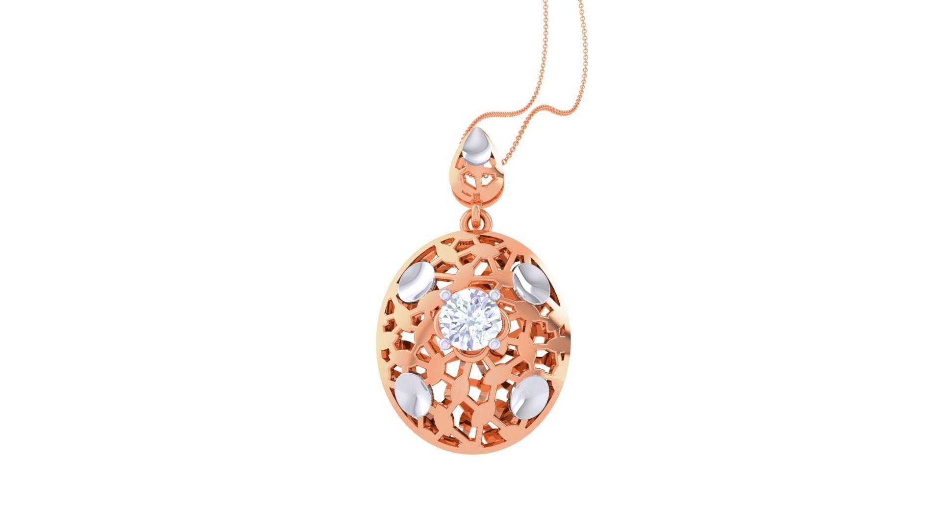 Solitaire Diamond Mesh Pendant 3dm stl obj gltf glb 3mf renders 3D print model_5