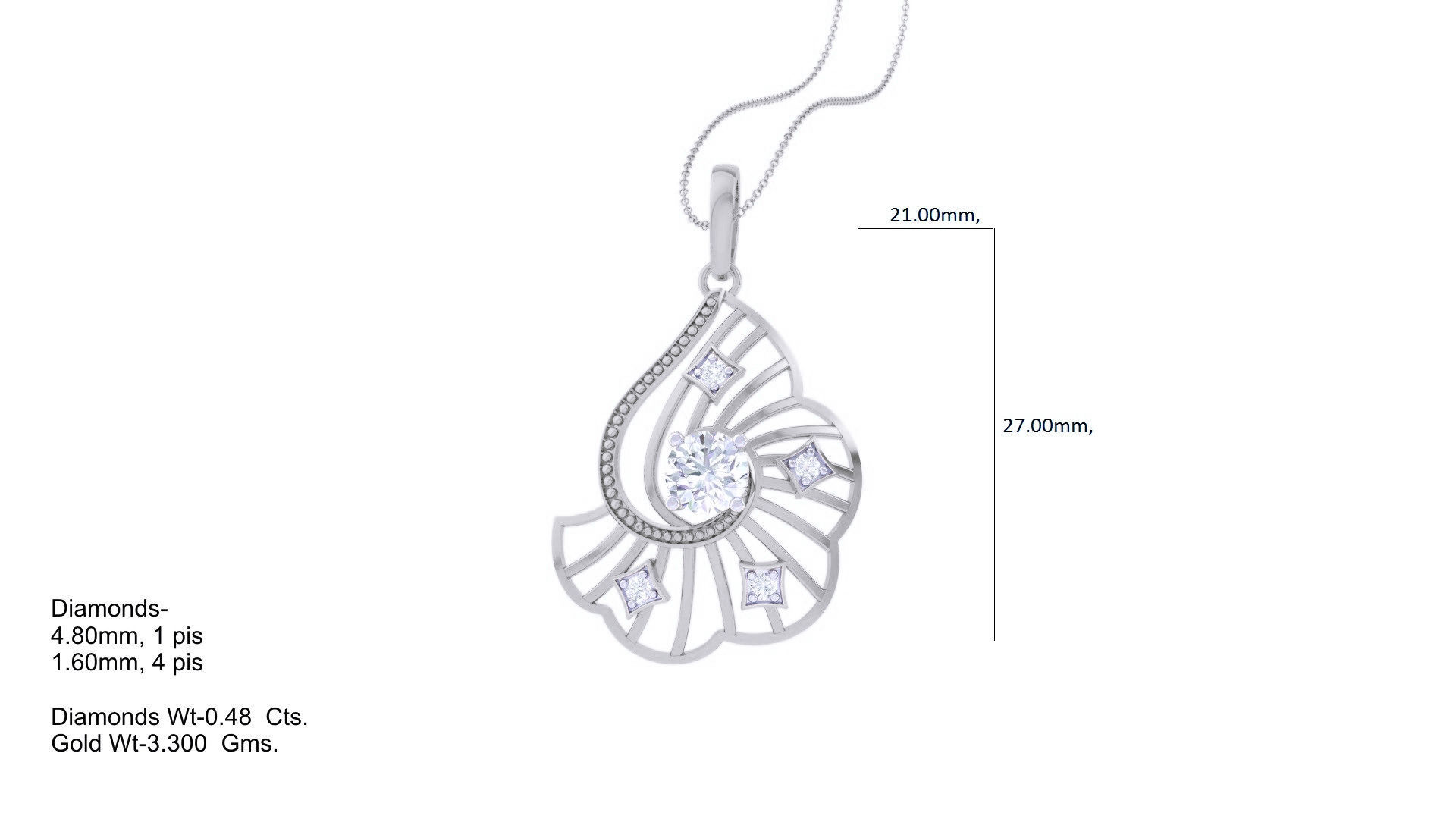 Solitaire Diamond Mesh Pendant 3dm stl obj gltf glb 3mf renders 3D print model_3