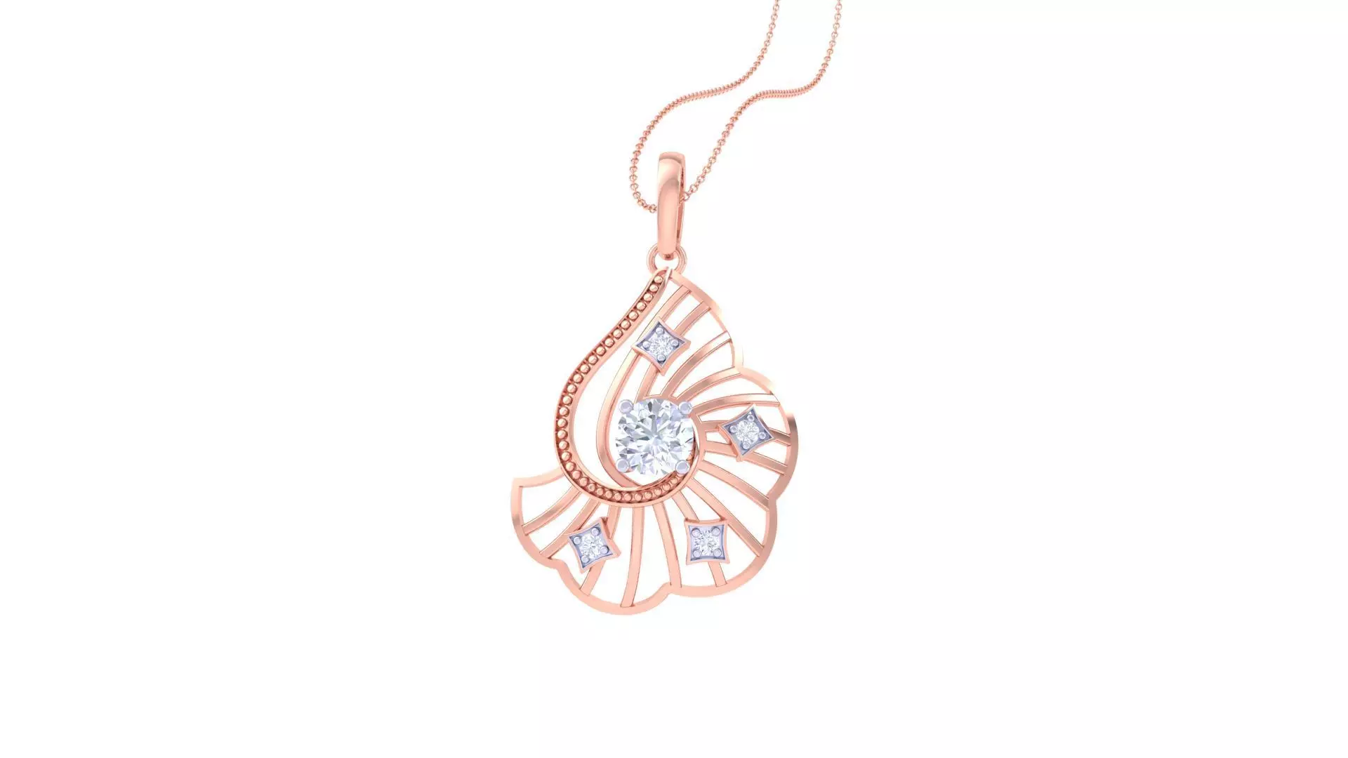 Solitaire Diamond Mesh Pendant 3dm stl obj gltf glb 3mf renders 3D print model_0