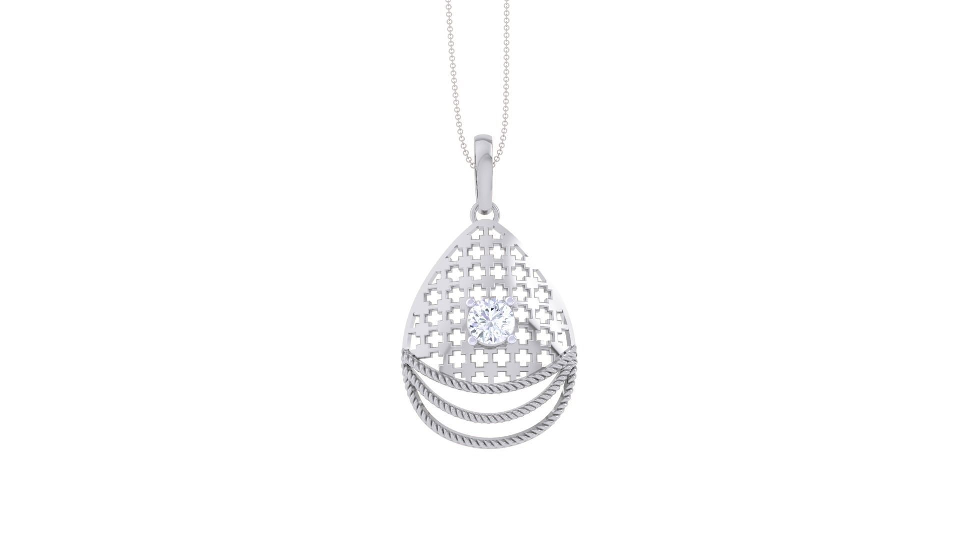 Solitaire Diamond Mesh Pendant 3dm stl obj gltf glb 3mf renders 3D print model_8