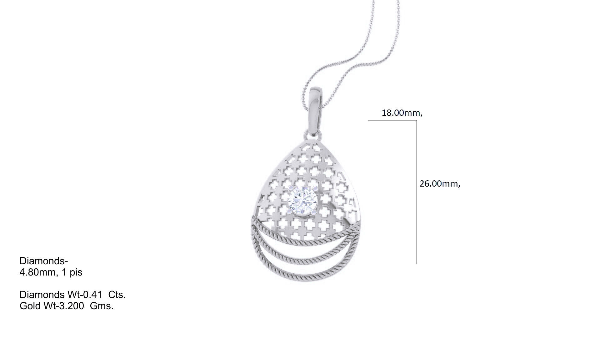 Solitaire Diamond Mesh Pendant 3dm stl obj gltf glb 3mf renders 3D print model_2