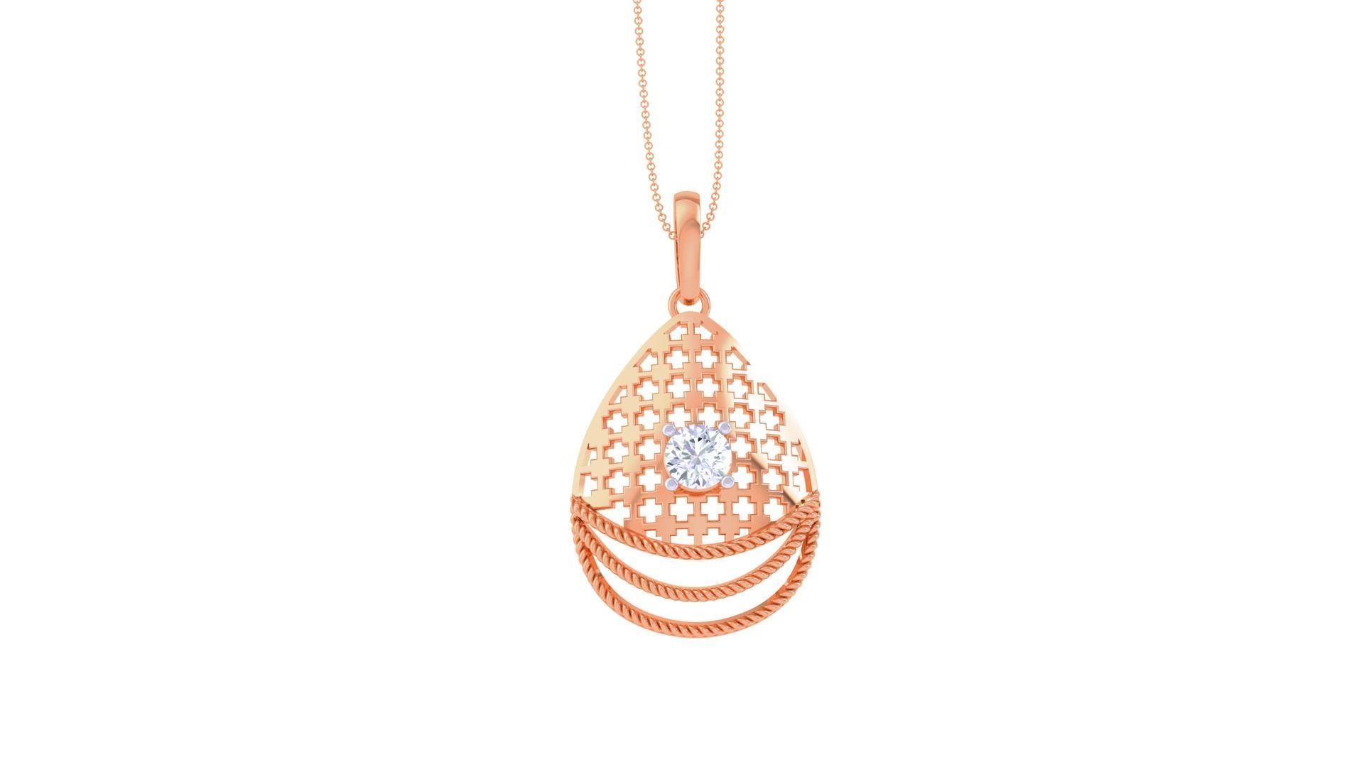 Solitaire Diamond Mesh Pendant 3dm stl obj gltf glb 3mf renders 3D print model_9