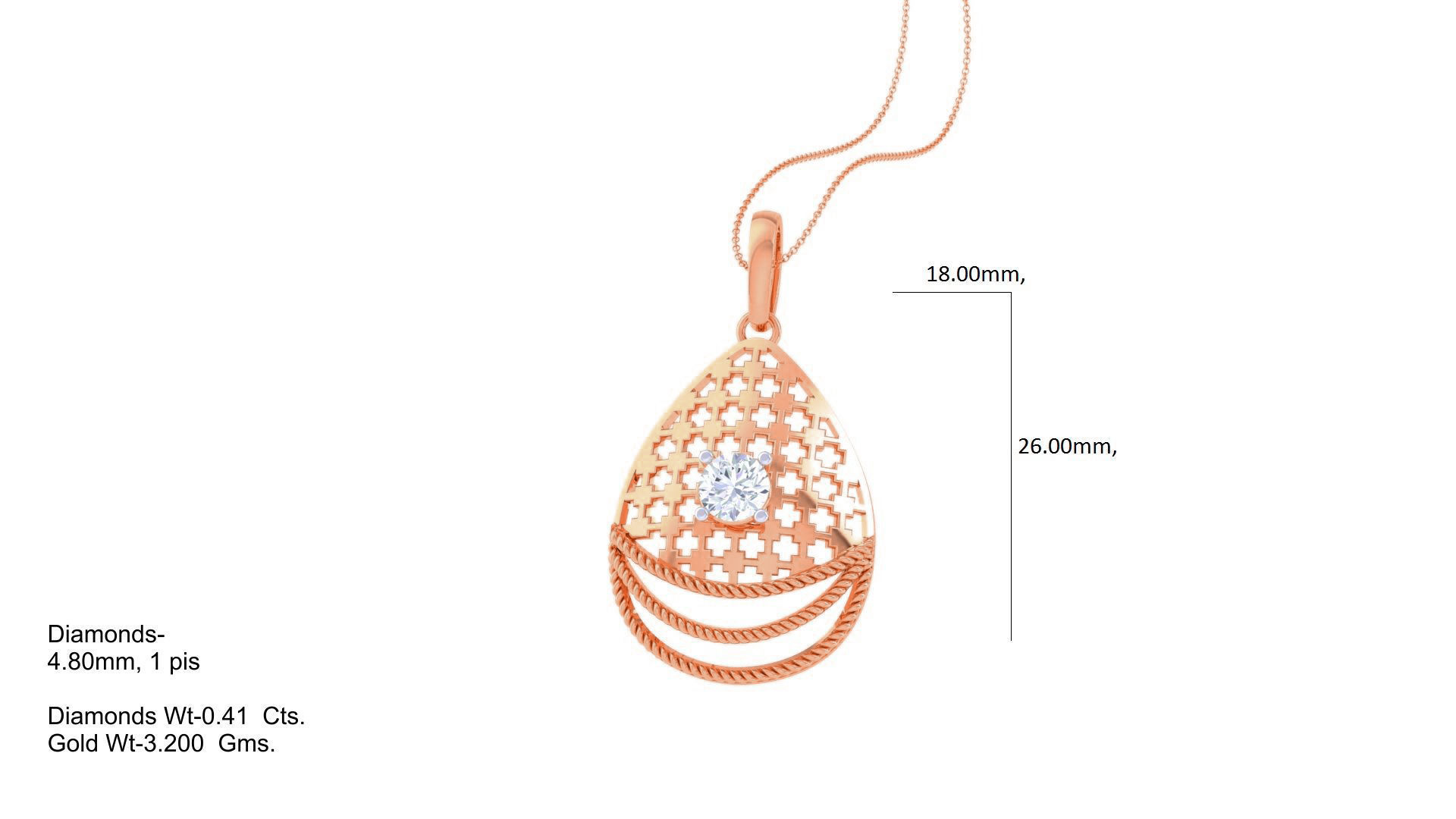 Solitaire Diamond Mesh Pendant 3dm stl obj gltf glb 3mf renders 3D print model_3
