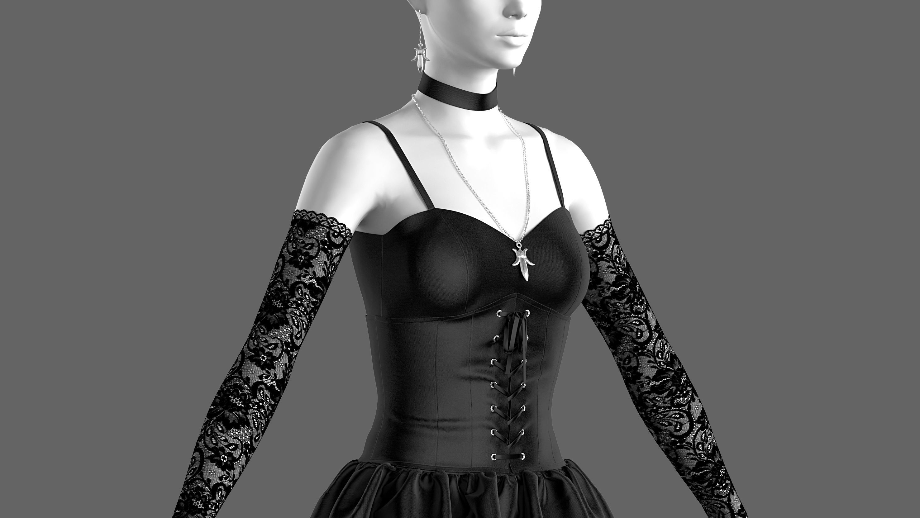 Gothic Outfit 3D model_3