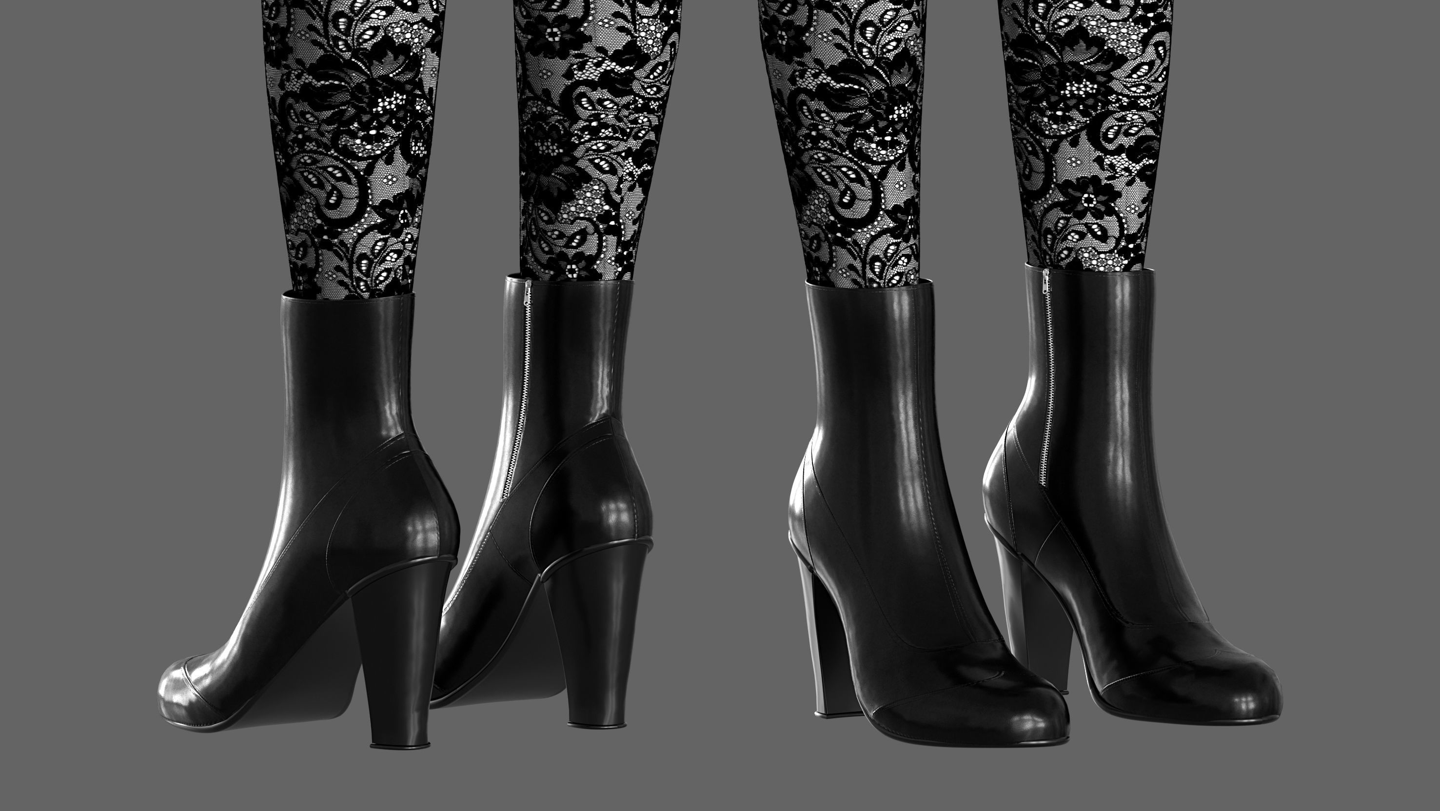 Gothic Outfit 3D model_5