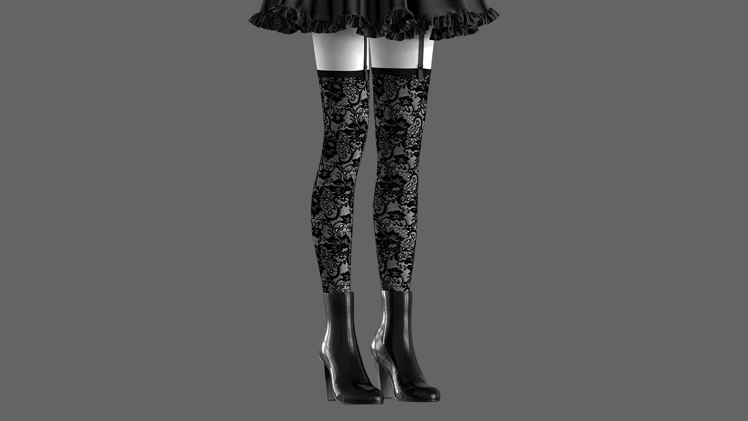 Gothic Outfit 3D model_4