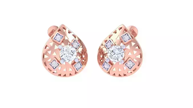 Women solitaire studs mesh Earrings 3dm stl 3mf obj glb gltf mtl 3D print model