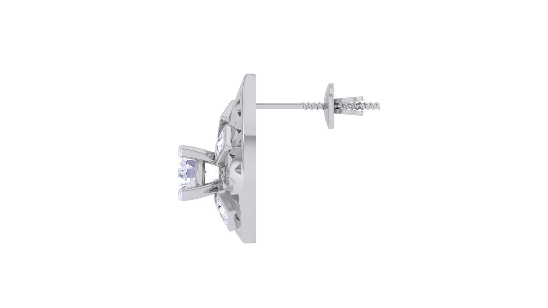 Women solitaire studs mesh Earrings 3dm stl 3mf obj glb gltf mtl 3D print model_11