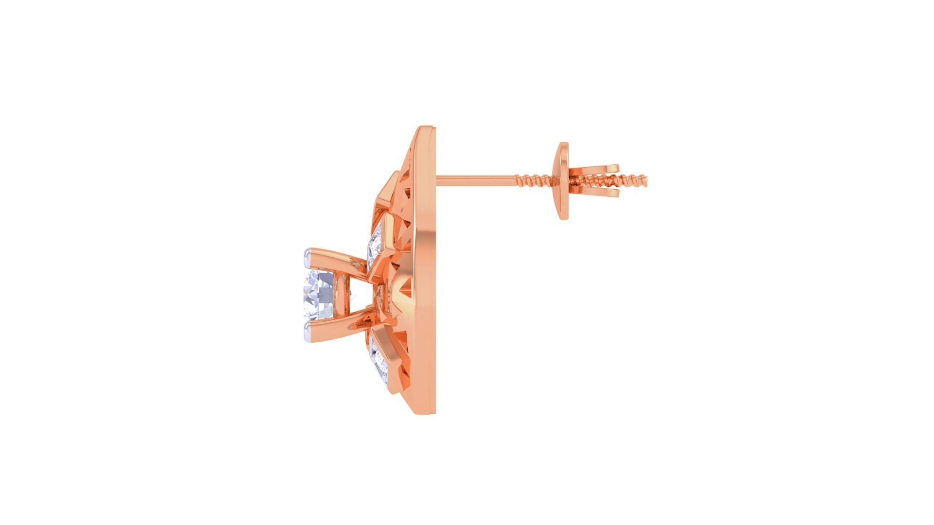 Women solitaire studs mesh Earrings 3dm stl 3mf obj glb gltf mtl 3D print model_12