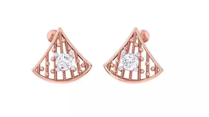 Women solitaire studs mesh Earrings 3dm stl 3mf obj glb gltf mtl