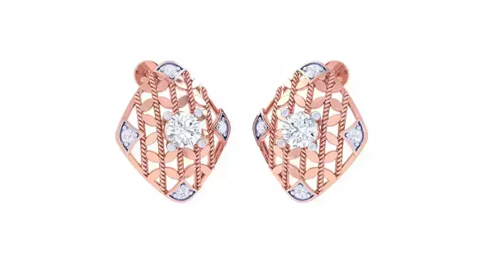 Women solitaire studs mesh Earrings 3dm stl 3mf obj glb gltf mtl