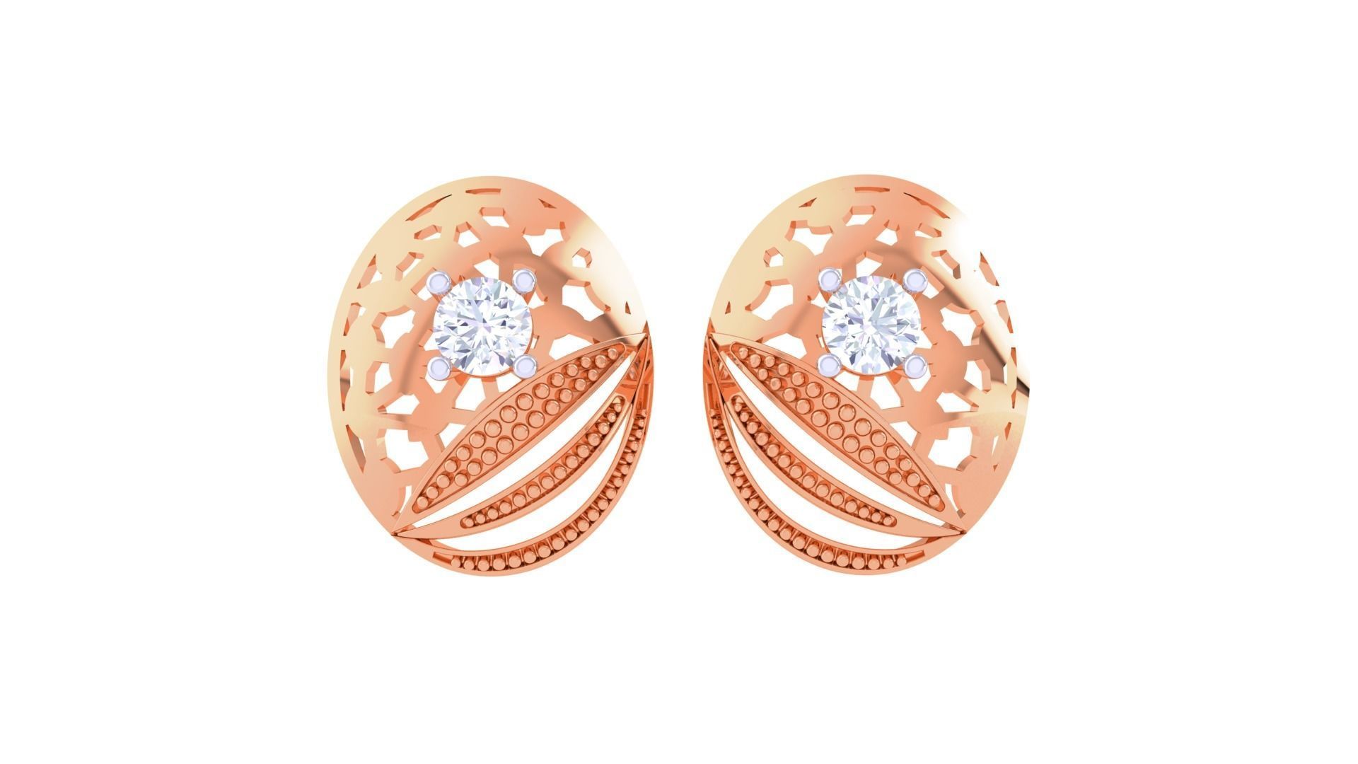 Women solitaire studs mesh Earrings 3dm stl 3mf obj glb gltf mtl 3D print model_9