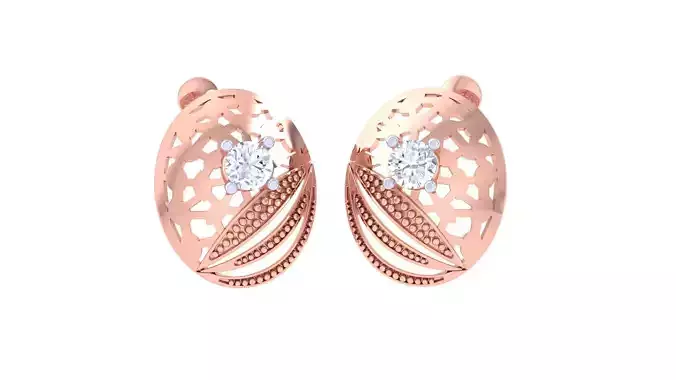 Women solitaire studs mesh Earrings 3dm stl 3mf obj glb gltf mtl