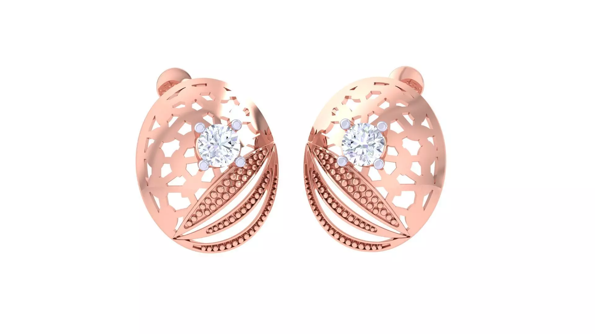 Women solitaire studs mesh Earrings 3dm stl 3mf obj glb gltf mtl 3D print model_0