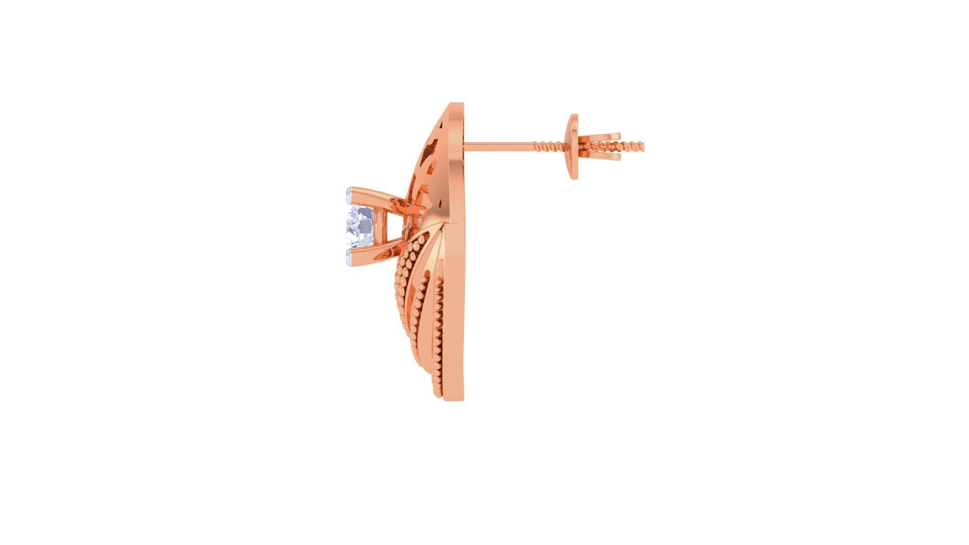 Women solitaire studs mesh Earrings 3dm stl 3mf obj glb gltf mtl 3D print model_12