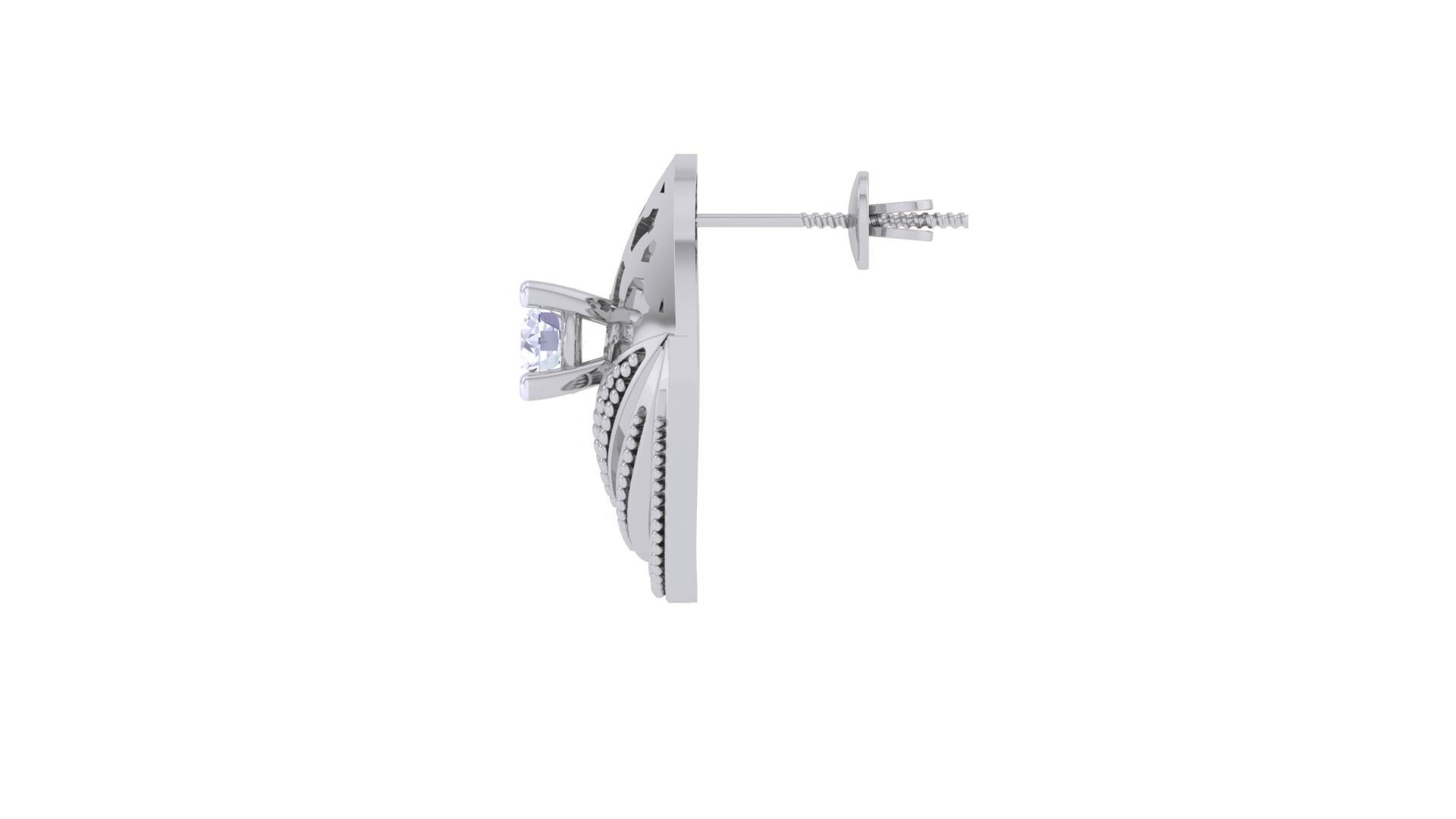 Women solitaire studs mesh Earrings 3dm stl 3mf obj glb gltf mtl 3D print model_11