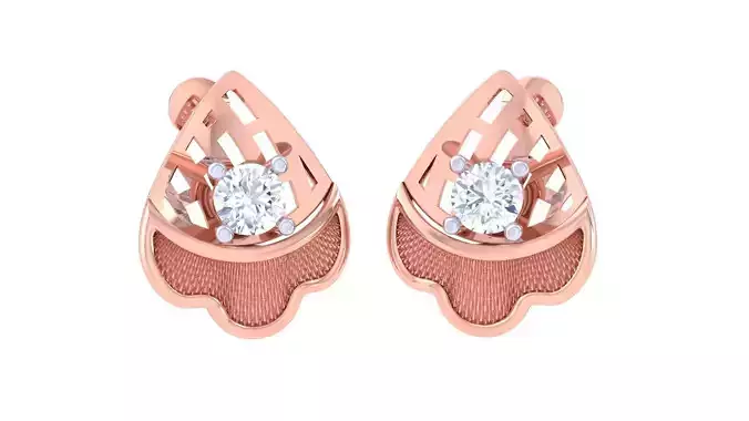 Women solitaire studs mesh Earrings 3dm stl 3mf obj glb gltf mtl